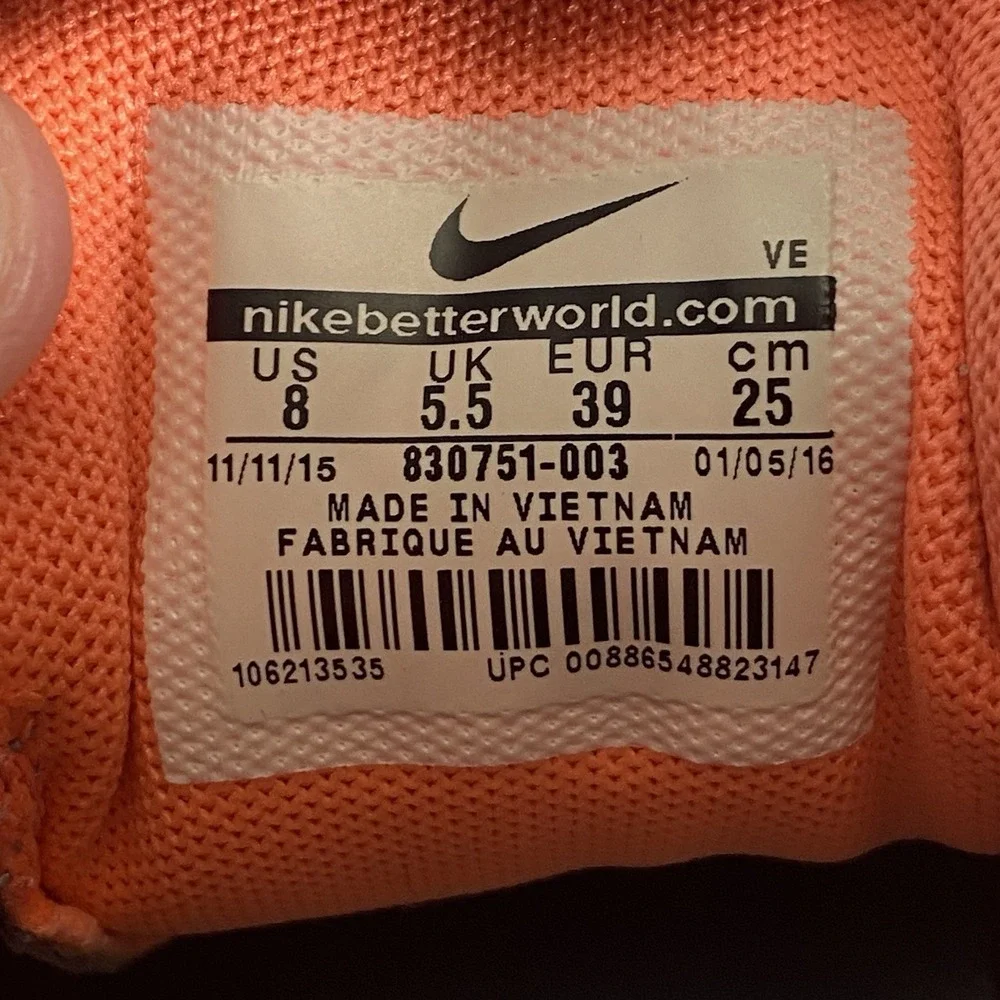 Nike Flex 2016 Run Shoes Womens 8 Gray Orange Athletic Running Road Racing Nice